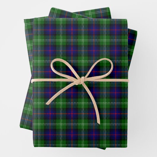 Blue and Green Scottish Clan Sutherland Tartan Cas Geschenkpapier Set (Beispiel)