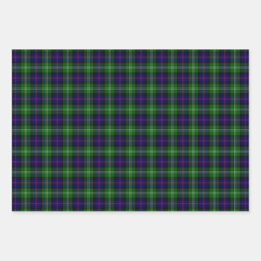 Blue and Green Scottish Clan Sutherland Tartan Cas Geschenkpapier Set (Vorderseite)