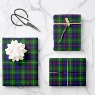 Blue and Green Scottish Clan Sutherland Tartan Cas Geschenkpapier Set