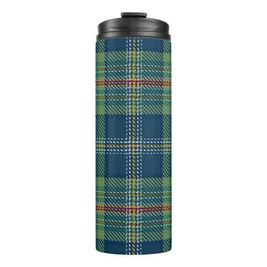 Blue and Green Scottish Tartan Plaid Thermosbecher (Vorderseite)