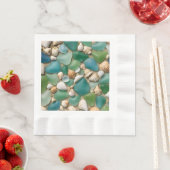 Blue and Green Sea Glass and Seashells Serviette (Beispiel)