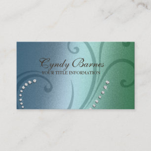 Blue and Green Shimmer and Crystal Business Card Visitenkarte