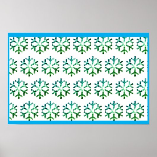 Blue and Green Snow Flake on a Christmas Wall  Poster (Vorne)