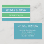 Blue and Green Stripes Business Card Visitenkarte (Vorne/Hinten)