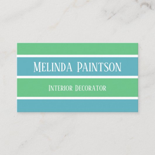 Blue and Green Stripes Business Card Visitenkarte (Vorderseite)