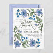 Blue and Green Sweet Country Floral Baby Shower Postkarte (Vorne/Hinten)