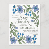 Blue and Green Sweet Country Floral Baby Shower Postkarte (Vorderseite)