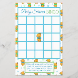 Blue and Green Teddy Bear Boy Baby Duschspiele Flyer