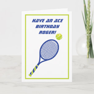 Blue and green Tennis Ace Geburtstag Postkarte