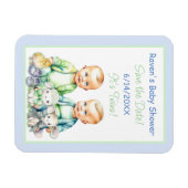 Blue and Green Twin Boys Baby Dusche Save the Date Magnet (Horizontal)