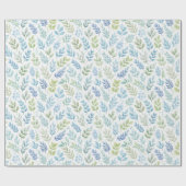 Blue and green watercolor botanical leaf pattern geschenkpapier (Flach)