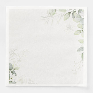 Blue and Green Watercolor Flower Wedding Napkin Serviette