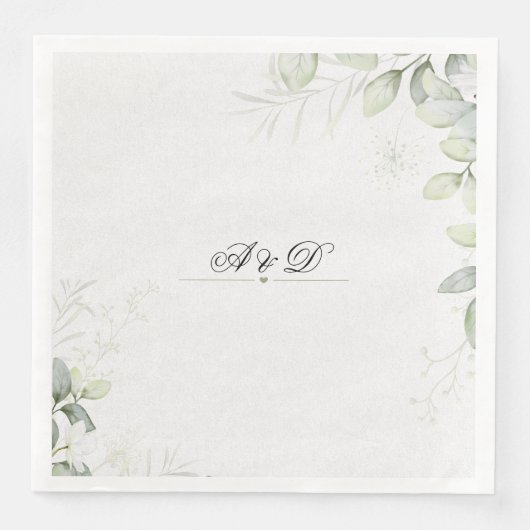 Blue and Green Watercolor Flower Wedding Napkin Serviette (Vorderseite)