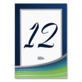 Blue and Green Wave Bar Mitzvah Tischnummer (Rückseite)