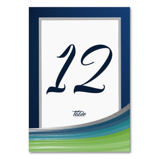 Blue and Green Wave Bar Mitzvah Tischnummer (Rückseite)