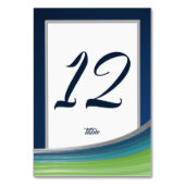 Blue and Green Wave Bar Mitzvah Tischnummer (Vorderseite)