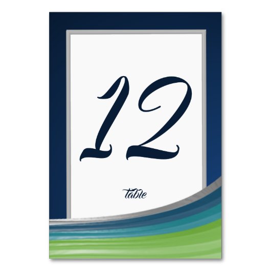 Blue and Green Wave Bar Mitzvah Tischnummer (Vorderseite)