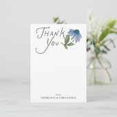 Blue and Green Wildflower Flat Thank You Notes Dankeskarte (Stehend Vorderseite)