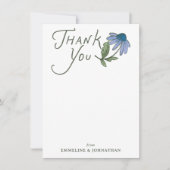 Blue and Green Wildflower Flat Thank You Notes Dankeskarte (Vorderseite)