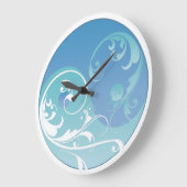 Blue and Green Yin & Yang Große Wanduhr (Winkel)