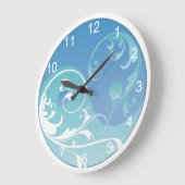 Blue and Green Yin & Yang Große Wanduhr (Winkel)