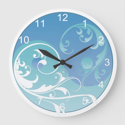 Blue and Green Yin & Yang Große Wanduhr (Vorderseite)