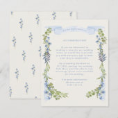 blue and greenery garden crest wreath wedding begleitkarte (Vorne/Hinten)