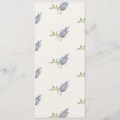 blue and greenery garden crest wreath wedding menükarte (Rückseite)