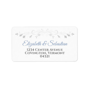 Blue and Grey Elegant Wedding Address Label Adressaufkleber