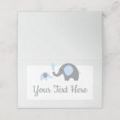 Blue and Grey Elephant Baby Shower Zelt Cards Platzkarte (Außenseite Aufgefaltet)