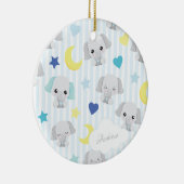 Blue and Grey Elephant Pattern Baby Boy Weihnachte Keramik Ornament (Rechts)
