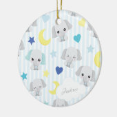 Blue and Grey Elephant Pattern Baby Boy Weihnachte Keramik Ornament (Links)