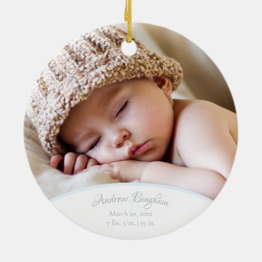 Blue and Grey Elephant Pattern Baby Boy Weihnachte Keramik Ornament (Hinten)