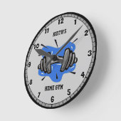 Blue and Grey Fitness Gym Round Clock Runde Wanduhr (Winkel)