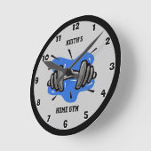 Blue and Grey Fitness Gym Round Clock Runde Wanduhr (Winkel)