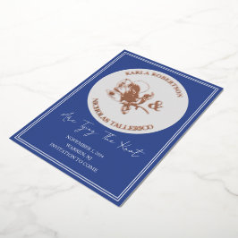 Blue and Grey Floral Save the Date Foil Card Folieneinladung