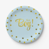 Blue and Imitate Gold Foil Girl Babydusche Pappteller (Vorderseite)