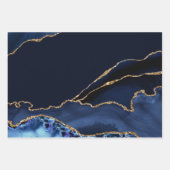 Blue and Imitate Gold Glitzer Marble Agate Geschenkpapier Set (Vorderseite 3)