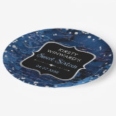 Blue and Iridescent Glitzer Letters Sweet 16 Pappteller (Schrägansicht)