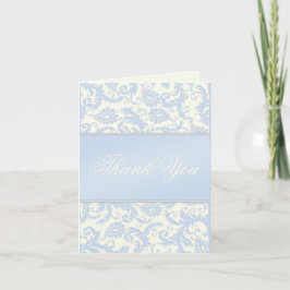 Blue and Ivory Damask Danke Card
