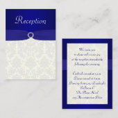 Blue and Ivory Damask Enclosure Card Begleitkarte (Vorne/Hinten)