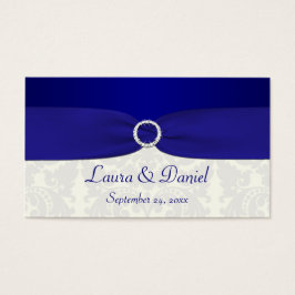 Blue and Ivory Damask Wedding Favor Tag