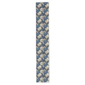 Blue and Ivory Floral Modern Table Runner Großer Tischläufer (Vorderseite)
