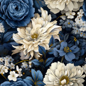 Blue and Ivory Floral Modern Table Runner Großer Tischläufer