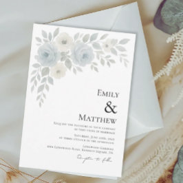 Blue and Ivory Floral Wedding Invitation Einladung