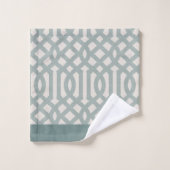 Blue and Ivory Trellis Monogram | Bauernhof Badhandtuch Set (Waschlappen)