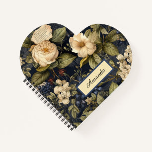 Blue and Ivory Vintag Elegante Blume Notebook Notizblock