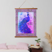Blue and Lavender Peacock Wandteppich Mit Holzrahmen (Schlafzimmer)