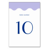 Blue and Lavender Wave Scallop Border Wedding Tischnummer (Rückseite)