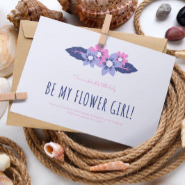 Blue and Lavender Wedding Flower Girl Card Einladung